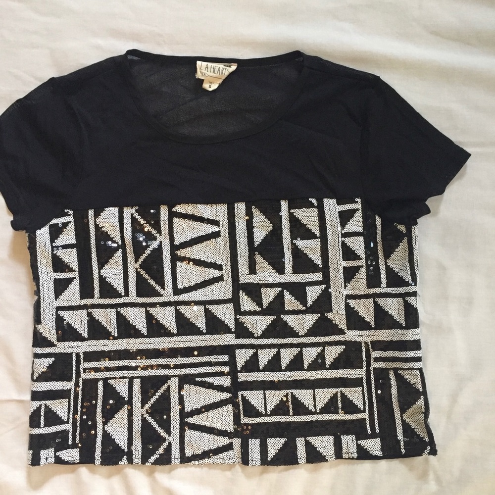 Black and White Sequin Top Size Small